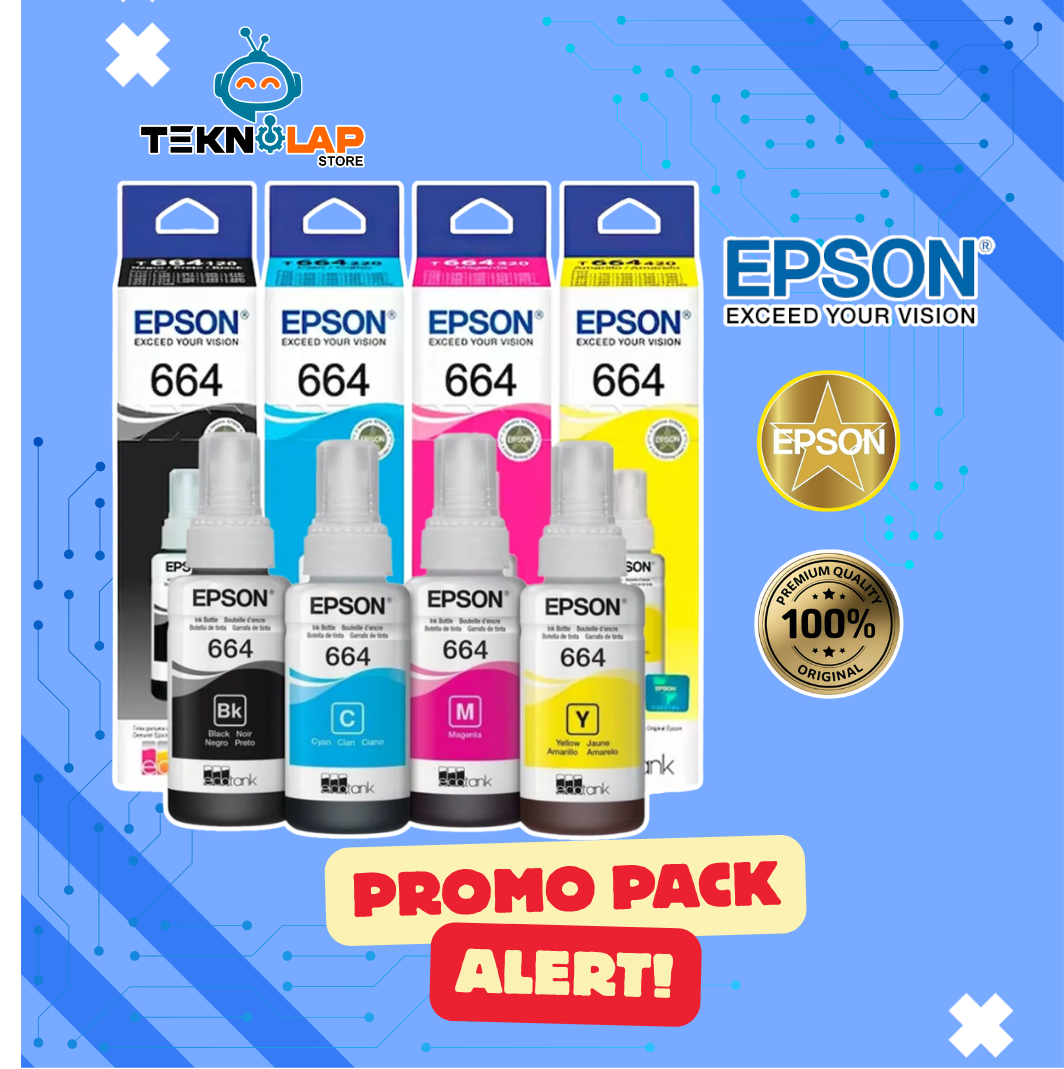 Pack De 4 Botellas De Tinta Epson T664 Negro/Cyan/Magenta/Amarillo