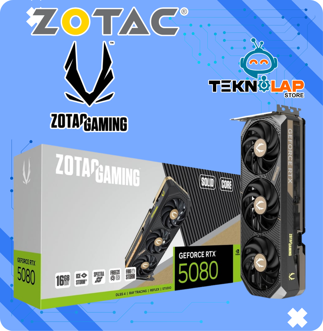 TARJETA DE VIDEO GDDR7 16GB RTX 5080 ZOTAC SOLID OC NVIDIA GEFORCE 256 BITS