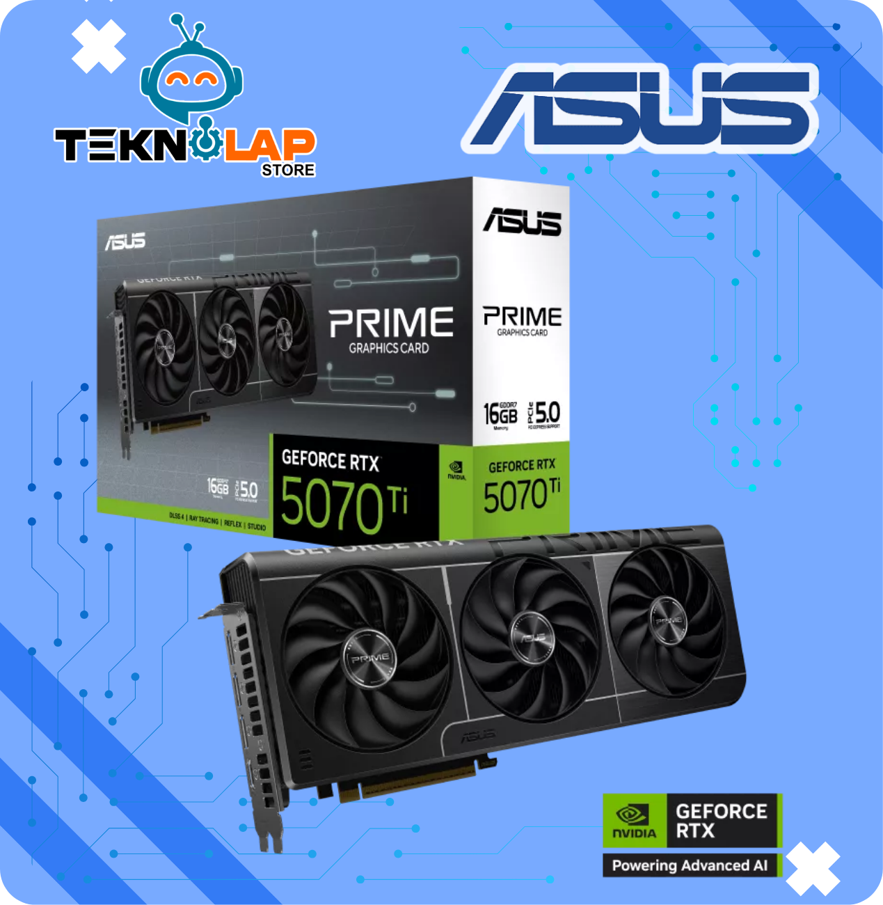 TARJETA DE VIDEO ASUS GEFORCE RTX 5070Ti 16GB GDDR7 256BITS PRIME OC