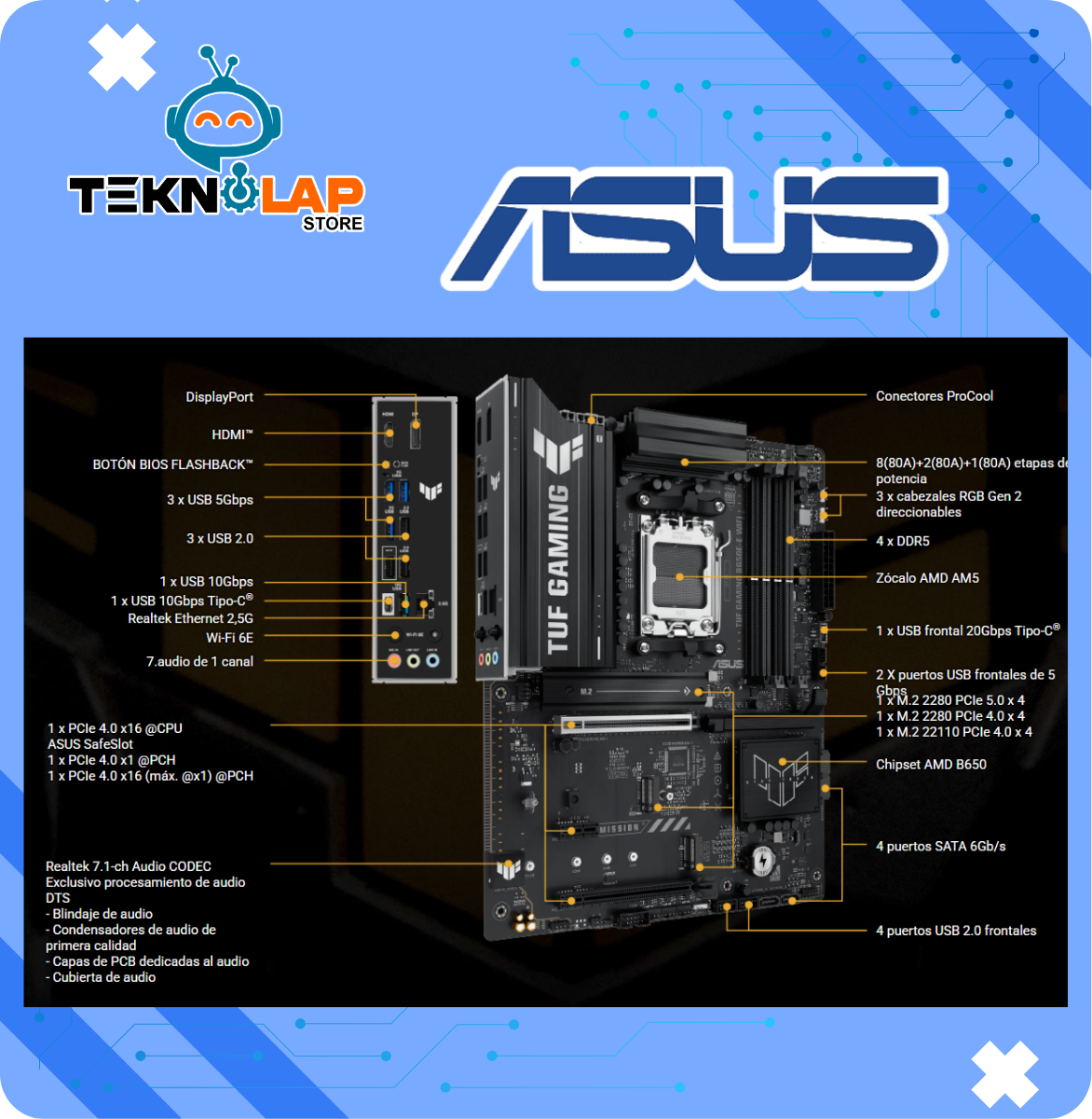 PLACA ASUS TUF GAMING B650E-E WIFI ATX DDR5 AMD AM5 - Imagen 2