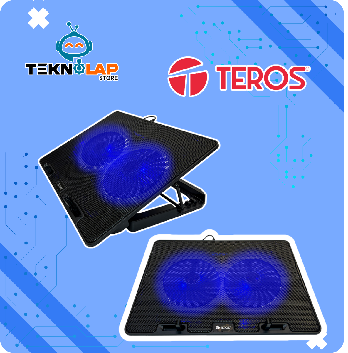 Cooler TEROS TE-7020N, compatible con notebooks de hasta 15.6", 2 fan de 12cm - Imagen 2