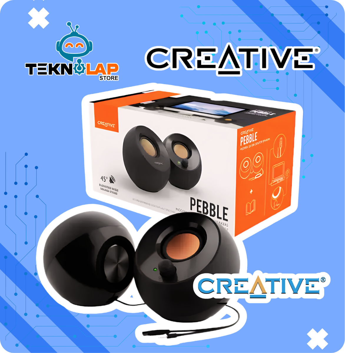 PARLANTE CREATIVE PEBBLE 2.0 4.4W 3.5MM USB-POWER BLACK